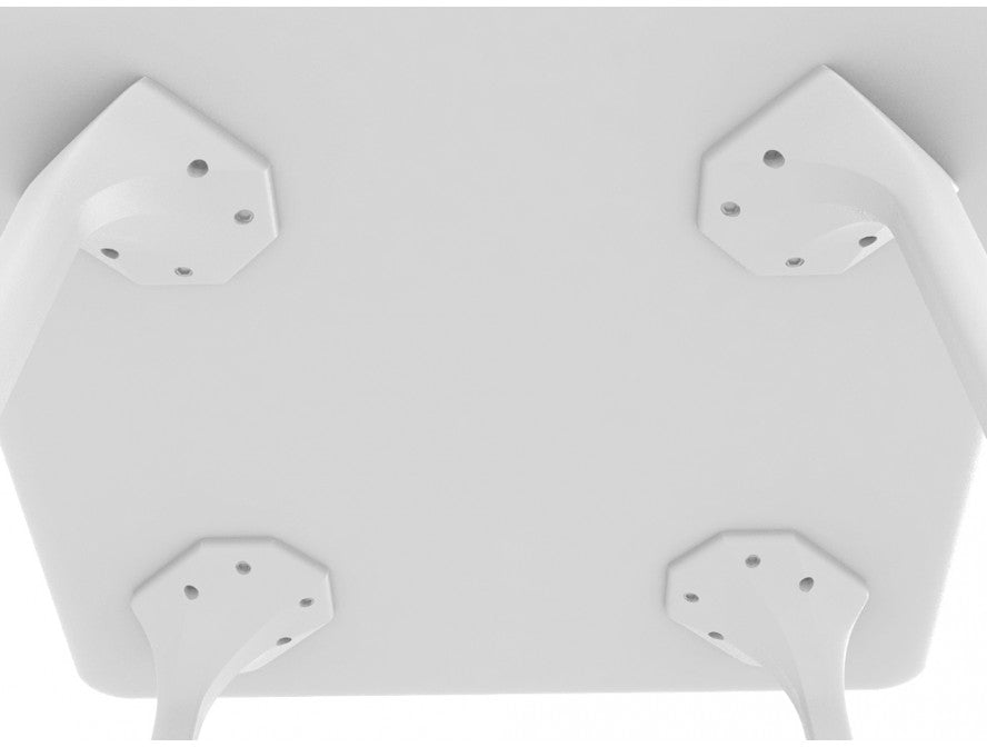 Table MAYLI carrée 140 cm plateau stratifié HPL pour l’intérieur et l’extérieur en blanc